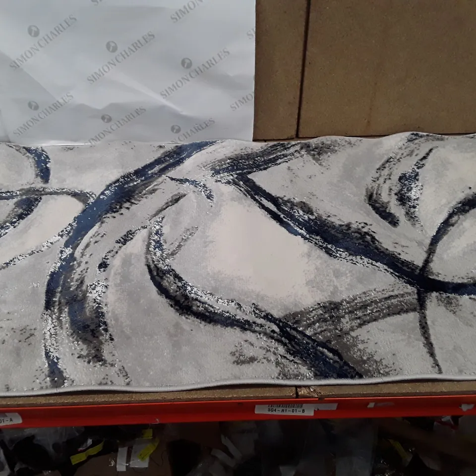 BREUX ABSTRACT BLUE/LIGHT GREY/BEIGE RUG 2'2"×7'6"