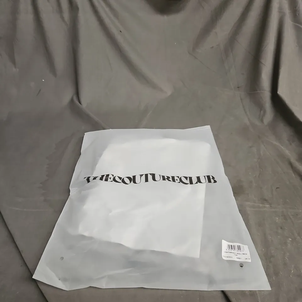 THE COUTURE CLUB LIGHTWEIGHT ROLL NECK TOP – GREY – UK 14