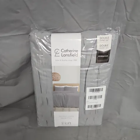 CATHERINE LANSFIELD DOUBLE DUVET SET – SEERSUCKER, GREY