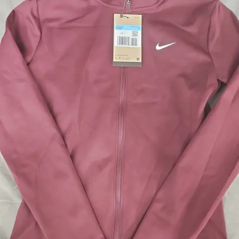 NIKE WOMEN'S LONG SLEEVE ZIP-UP RUNNING JACKET IN BURGUNDY SIZE MEDIUM