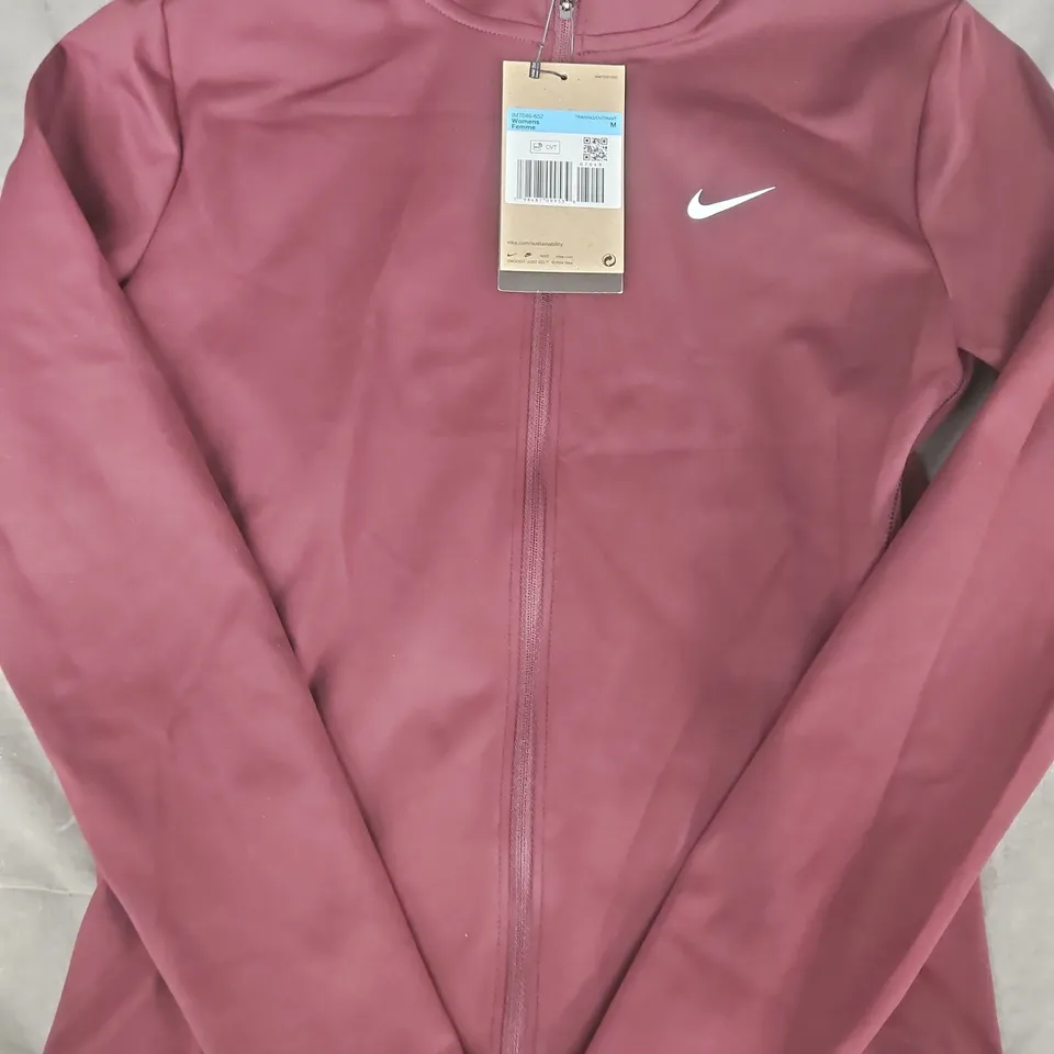 NIKE WOMEN'S LONG SLEEVE ZIP-UP RUNNING JACKET IN BURGUNDY SIZE MEDIUM