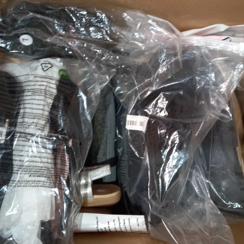 BOX OF APPROXIMATELY 10 ASSORTED PAIRS OF SHOES AND FOOTWEAR ITEMS IN VARIOUS STYLES AND SIZES TO INCLUDE AJVANI, NEXT, ETC