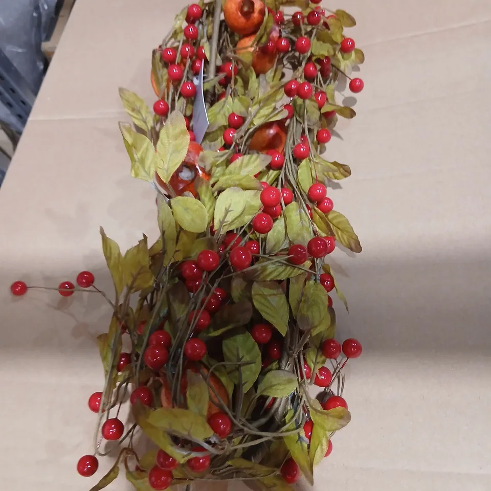 TWO GISELA GRAHAM LONDON ARTIFICIAL BERRY GARLANDS– RED BERRIES WITH GREEN LEAVES