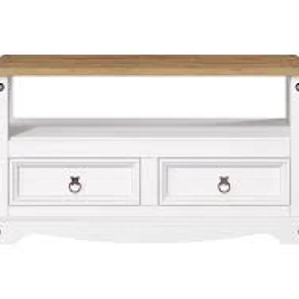 BOXED CORONA 2-DOOR 1-SHELF FLAT SCREEN TV UNIT WHITE COLOUR (1 BOX)