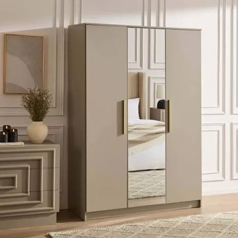 BOXED DUSK DARCEY 3 DOOR WARDROBE - TAUPE (3 BOXES)