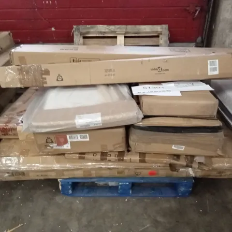 PALLET OF ASSORTED INCOMPLETE DESIGNER FURNITURE AND FURNITURE PARTS