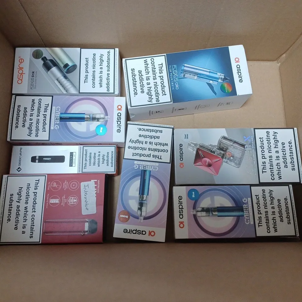 LOT OF 20 ASSORTED E-CIGS AND PARTS TO INCLUDE ASPIRE, VAPORESSO AND OXVA