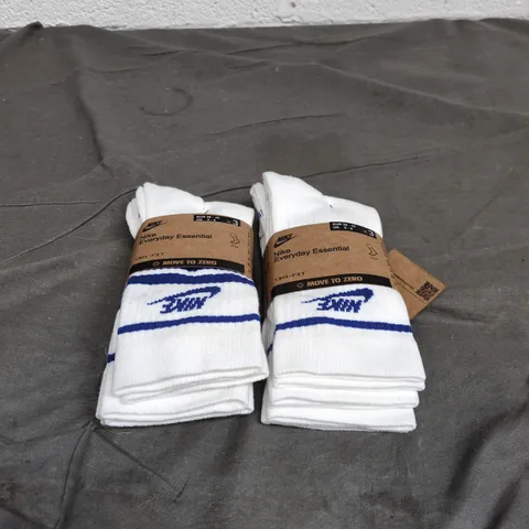 2 X NIKE 3 PACK WHITE SOCKS WITH BLUE DETAIL UK 5 - 8