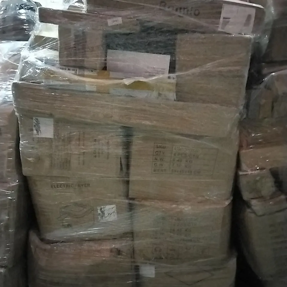 PALLET OF HOUSEHOLD ITEMS TO INCLUDE ELECTRIC FRYER, WAX MELTING FURNACE, PHOTOGRAPHY STAND AND OTHER ASSORTED ITEMS....