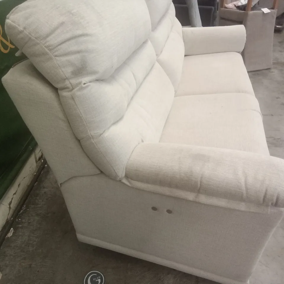 DESIGNER G PLAN MADE MALVERN D 3 SEATER ELECTRIC RECLINER DBL SOFA - MASCA ALMOND FABRIC 