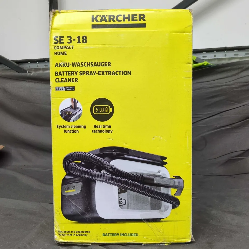 KÄRCHER SE 3-18 COMPACT HOME BATTERY-POWERED UPHOLSTERY CLEANER (BATTERY INCLUDED)