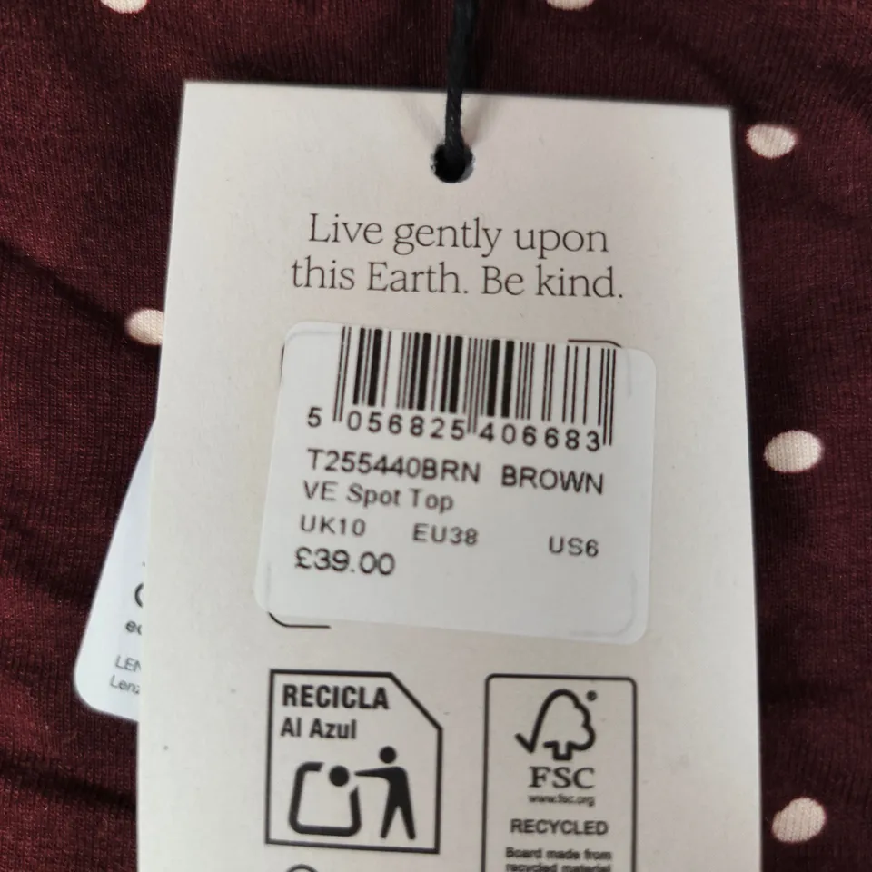 NOBODY'S CHILD VE SPOT TOP – UK SIZE 10