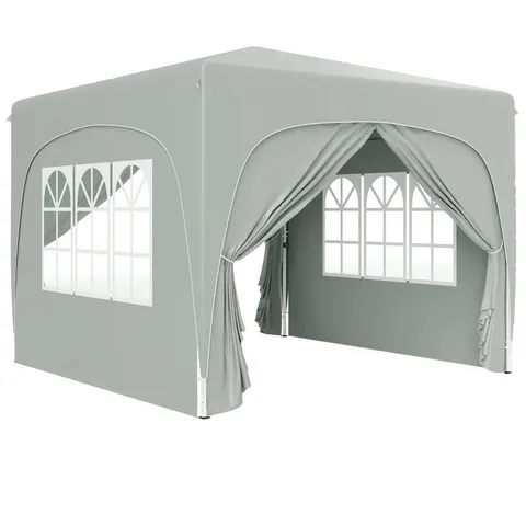 BOXED OUTSUNNY 3 X 3(M) POP UP GAZEBO WITH SIDES, CARRY BAG, UPF50+, LIGHT GREY