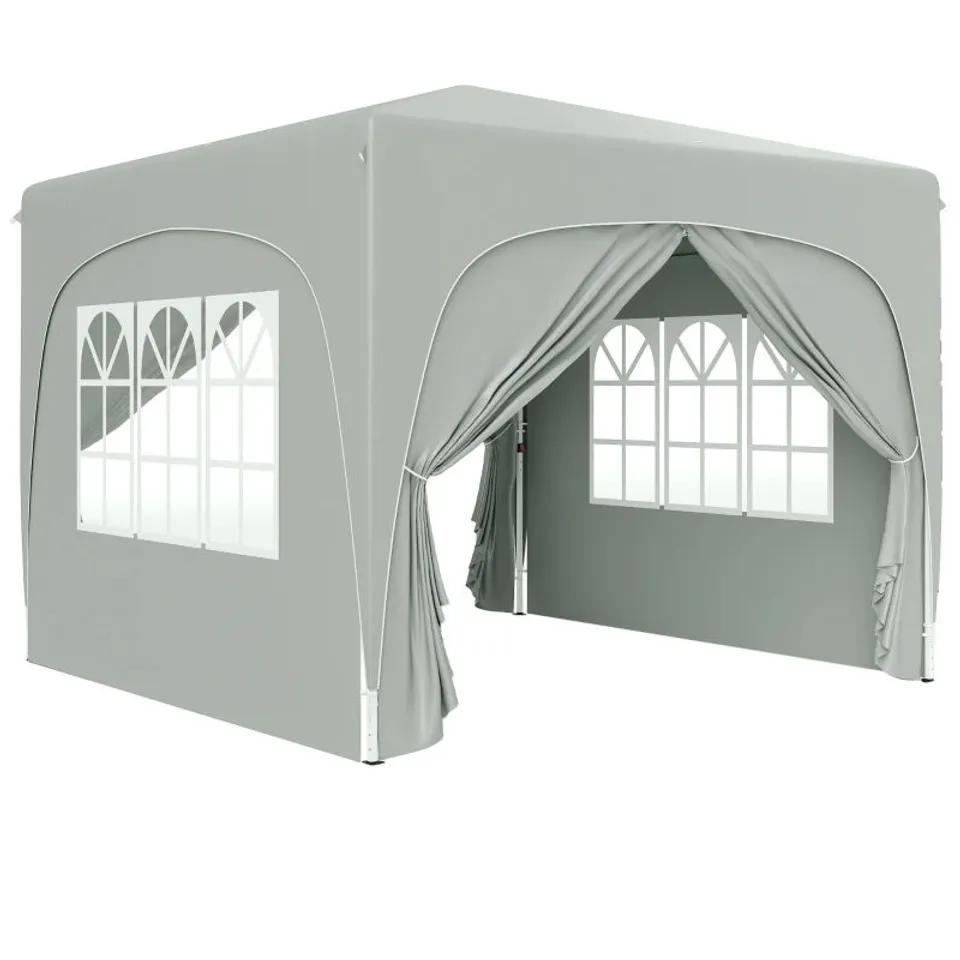 BOXED OUTSUNNY 3 X 3(M) POP UP GAZEBO WITH SIDES, CARRY BAG, UPF50+, LIGHT GREY