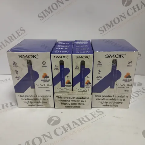 3 X BOXED (10 DISPOSABLES PER BOX) SMOK DISPOSABLE VAPES - MANGO BLACKCURRANT