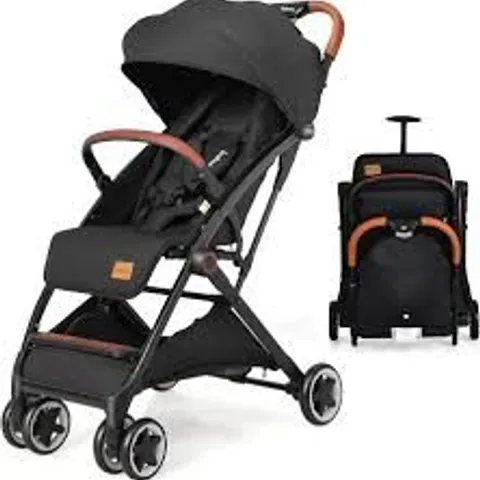 BOXED COSTWAY FOLDING PUSHCHAIR WITH ADJUSTABLE BACKREST AND FOOTREST - BLACK