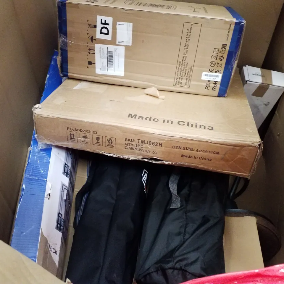 PALLET OF ASSORTED PRODUCTS INCLUDING DESK CHAIR, AIR COOLER, STUNT SCOOTER, CLOTHES RAIL 