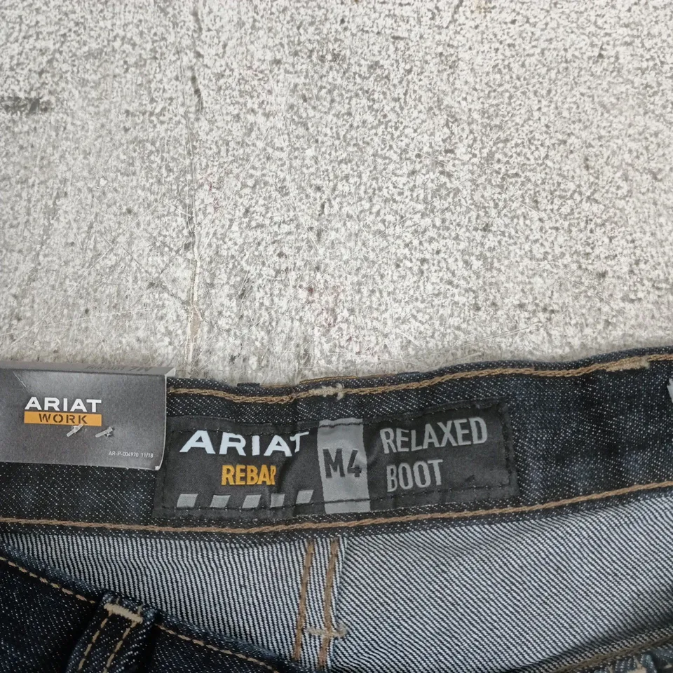 ARIAT WORK REBAR M4 LOW RISE BOOT-CUT JEANS, DARK INDIGO, UK 33/36