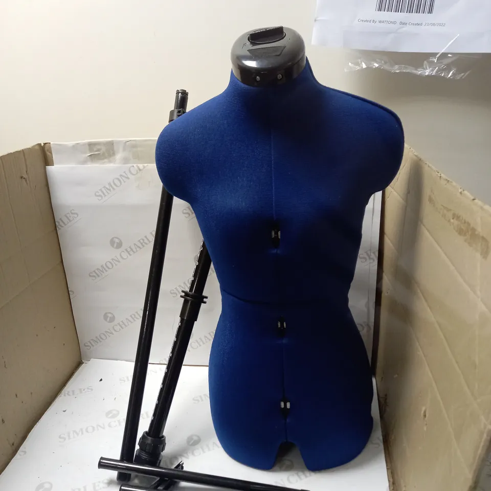 ADJUSTOFORM SEW DELUXE 8 PART ADJUSTABLE DRESS FORM, SAPPHIRE BLUE NYLON FABRIC, EXTRA SMALL (UK SIZE 2-10)