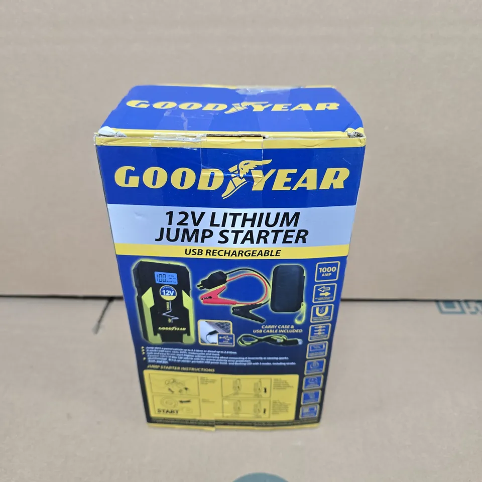 GOODYEAR 12V LITHIUM JUMP STARTER – USB RECHARGEABLE (BOXED)