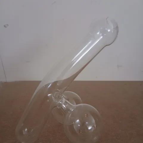 CLEAR GLASS ART SCULPTURE WITH BUBBLE-FORM BASE
