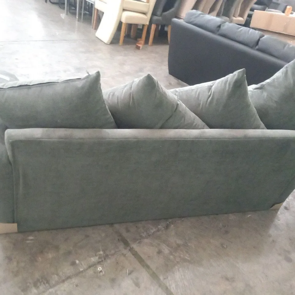 DESIGNER DURY GREY FABRIC THREE SEATER SOFA