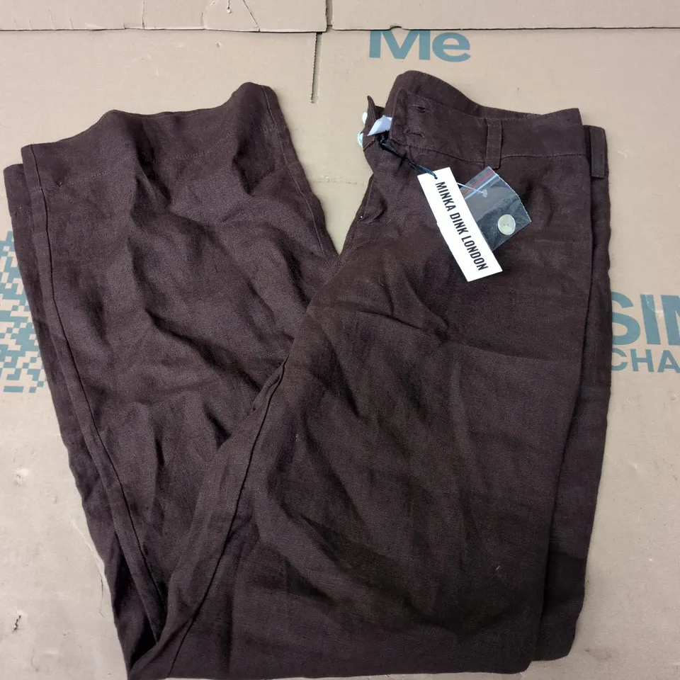 MINKA DINK LONDON ARLA LINEN TROUSERS IN BROWN - MEDIUM