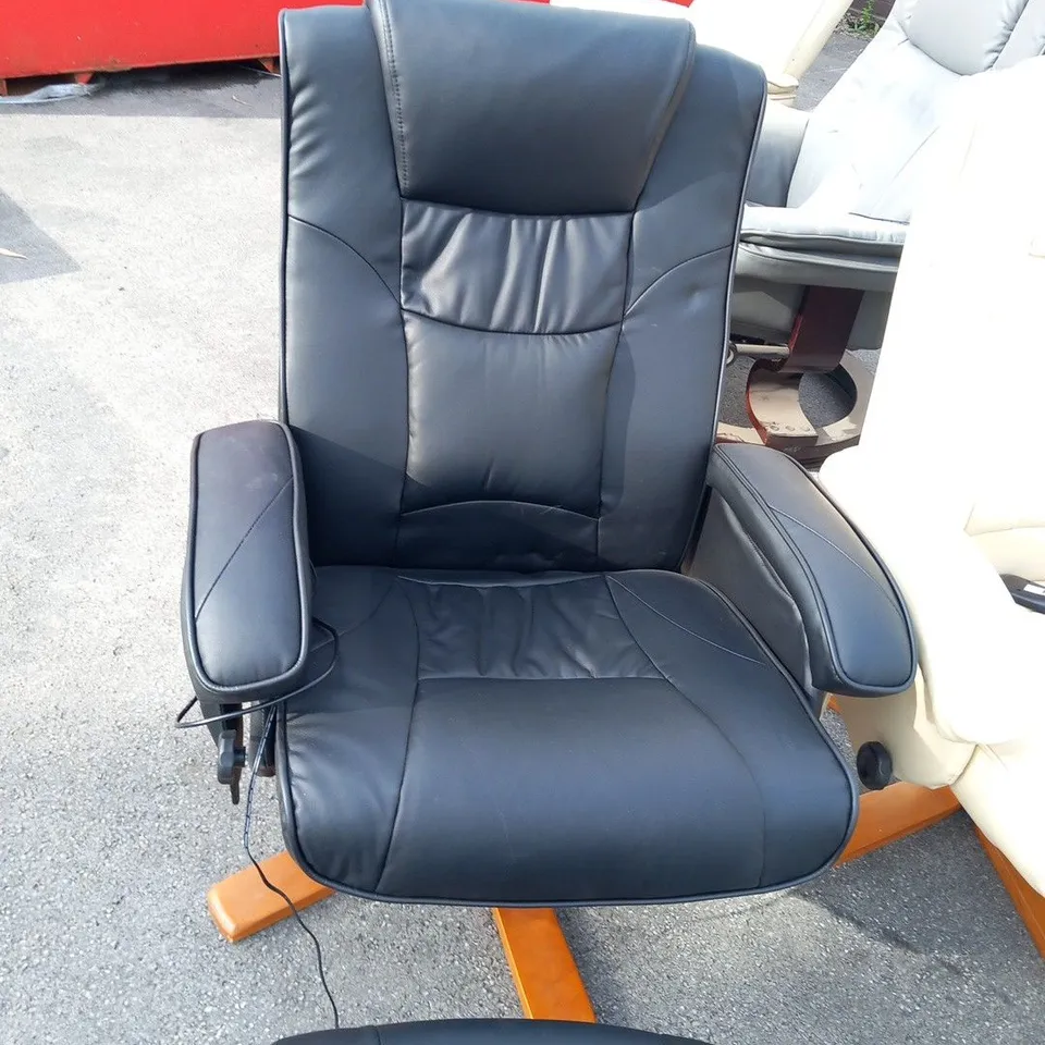 DESIGNER DURHAM BLACK SWIVEL CHAIR WITH FOOTSTOOL