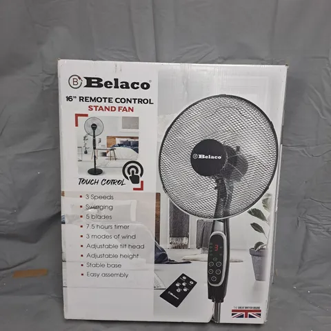 BELACO 16-INCH REMOTE CONTROL STAND FAN – BOXED