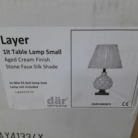 BOXED DAR LIGHTING LAYER 1-LAMP TABLE LAMP IN AGED CREAM FINISH