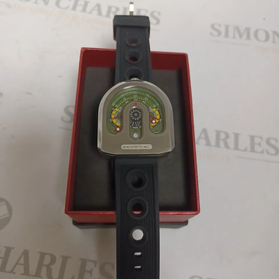 BOXED MORPHIC SILICONE STRAP SILVER WATCH 
