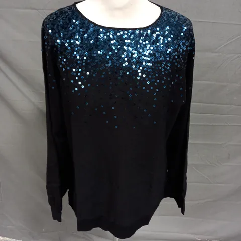 MONSOON SEQUIN JUMPER IN BLACK SIZE M