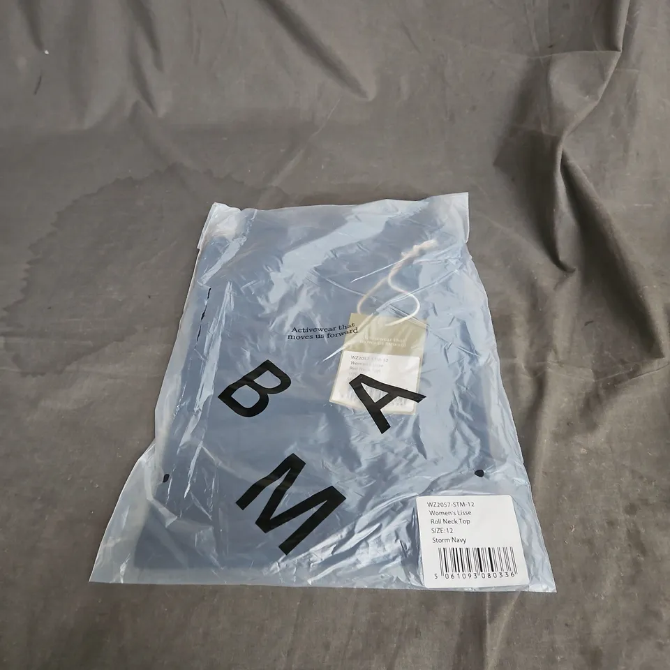 BAM WOMEN'S LISSE ROLL NECK TOP – STORM NAVY, UK SIZE 12 (WZ2057-STM-12)