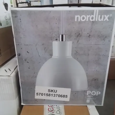 BOXED NORDLUX POP 1 LIGHT DOME SHADE CEILING PENDANT METAL GLOSS WHITE