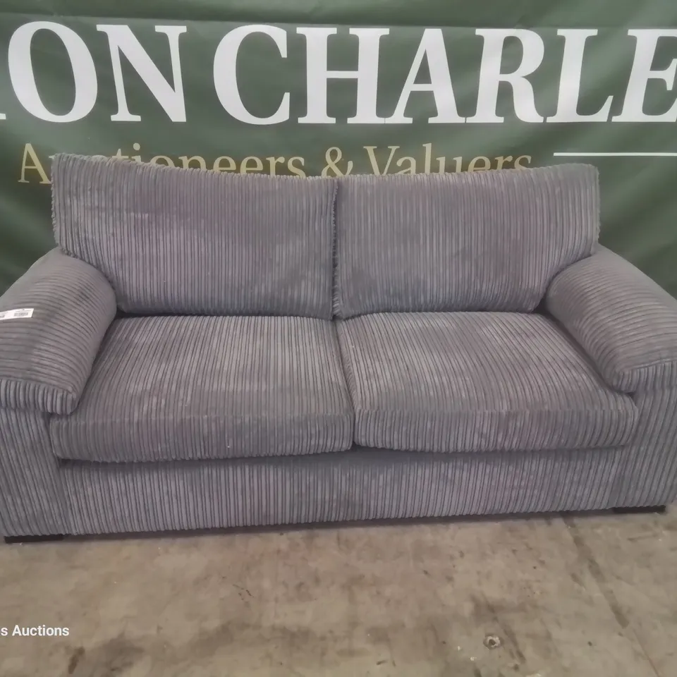 DESIGNER THREE SEATER SOFA GREY JUMBO CHORD