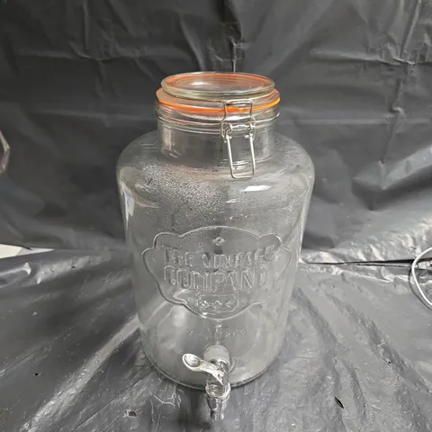 THE VINTAGE COMPANY 7.6 LITRE AIRTIGHT GLASS DRINKS DISPENSER