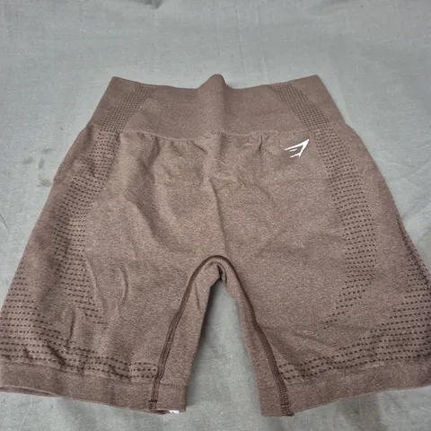 GYMSHARK VITAL SEAMLESS 2.0 SHORTS IN BROWN MARL SIZE L