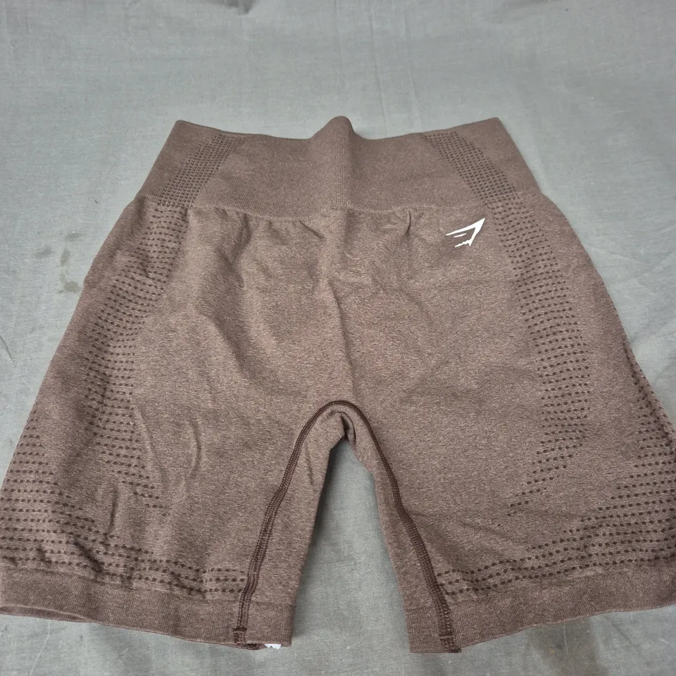 GYMSHARK VITAL SEAMLESS 2.0 SHORTS IN BROWN MARL SIZE L