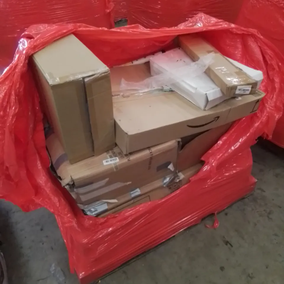 PALLET CONTAINING AN ASSORTMENT OF HOME IMPROVEMENT PRODUCTS. INCLUDES AIR MATTRESS, TOILET SEAT ETC