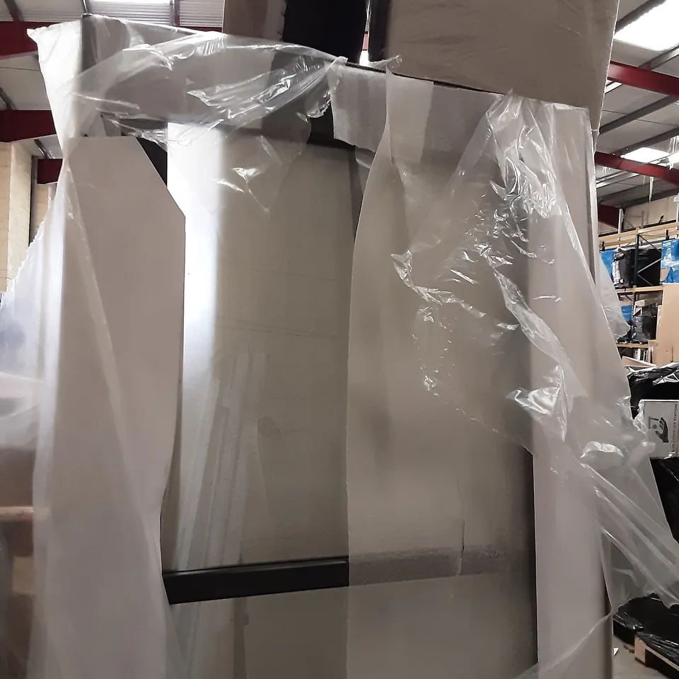 DESIGNER BLACK FRAMED GLAZED PANEL APPROXIMATELY 195CMX60CM