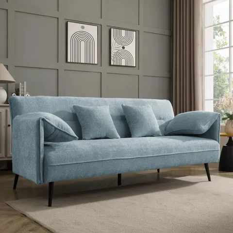 BOXED FREDERICK BLUE CHENILLE FABRIC SOFA BED