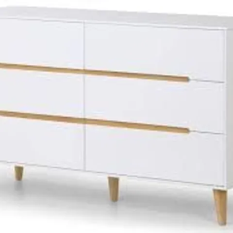 BOXED ALICIA 6 DRAWER WIDE CHEST - MATT WHITE (2 BOXES)