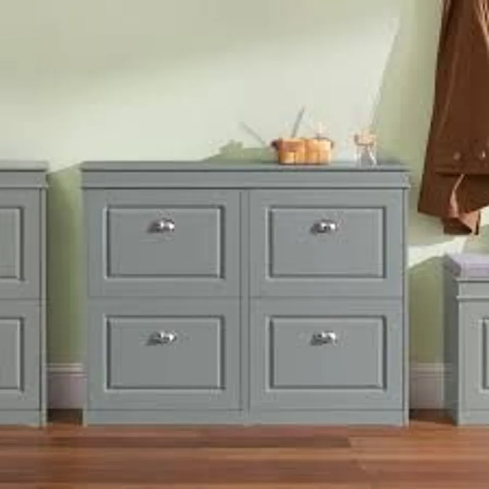 BOXED MORIAH 16 PAIR SHOE TIPPER RACK - GREY (1 BOX)