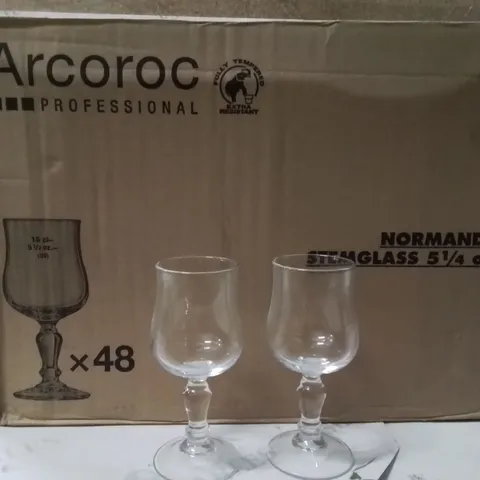 BOXED NORMANDIE ARCOROC STEM GLASSES SET OF 48