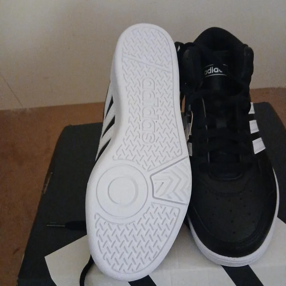 ADIDAS HOOPS 4.0 MID J BLACK/WHITE HIGH-TOP SNEAKERS – UK 3.5 (US 4)