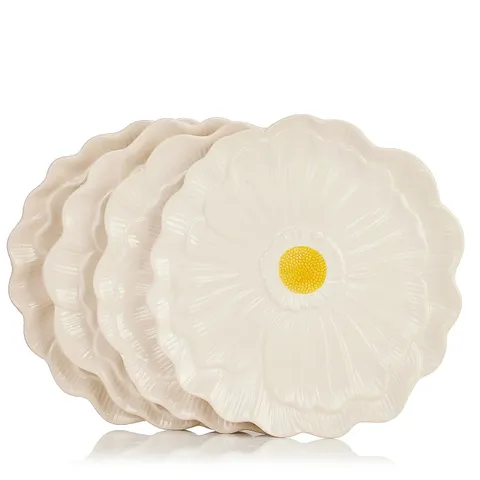 HOME STORIES SET OF 4 21CM DAISY PLATES