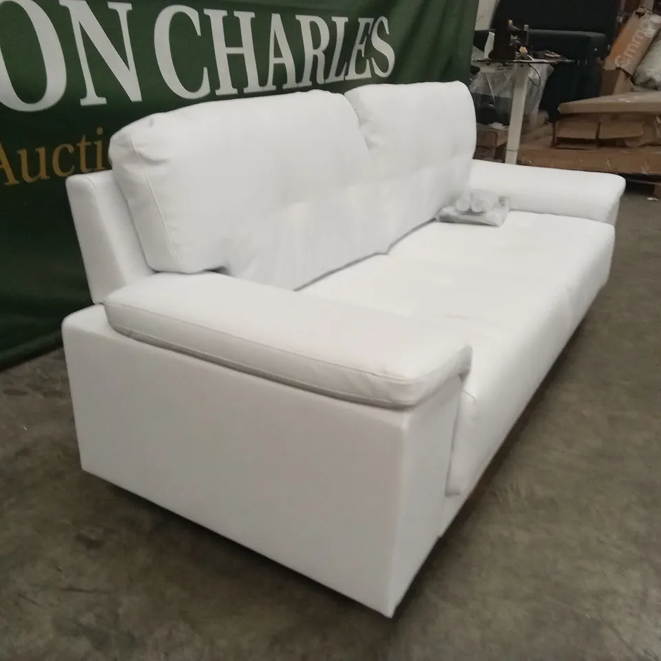 KANSAS 3 SEATER SOFA, WHITE PREMIUM FAUX LEATHER