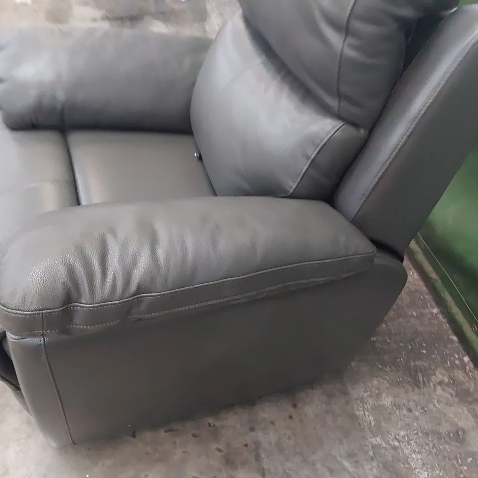 DESIGNER POWER RECLINING EASY CHAIR GREY LEATHER 