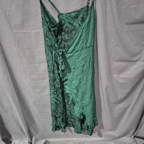 DISTURBIA WOMEN'S EMERALD GREEN SLIP DRESS – UK 8 (US 4, EU 36) WITH SNAKE PRINT PANEL