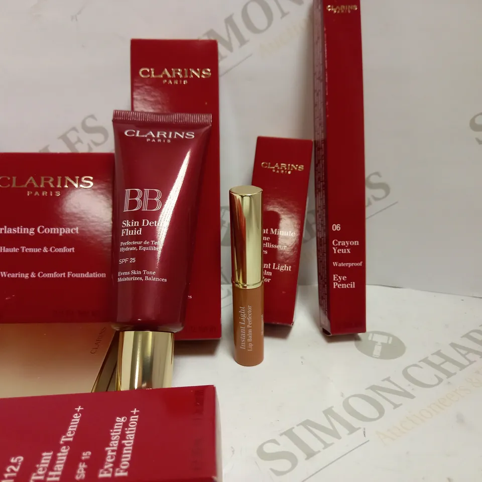 LOT OF APPROX 10 TO INCUDE CLARINS NATURAL LIGHT LIP PERFECTOR , EVERLASTING FOUNDATION , CONCEALER , ETC